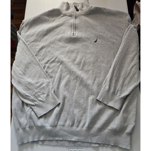 Nautica Mens Sweater Long Sleeve 3XL Pullover Solid Mock Neck 1/4 Zip RN 67835 - Picture 1 of 8